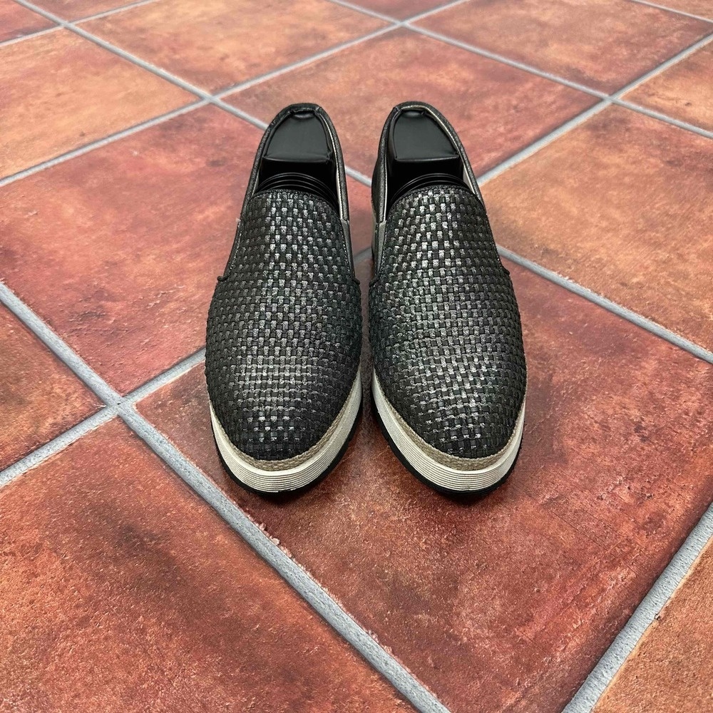 Pons Quintana Pewter Woven Slip-On Shoes Size 38